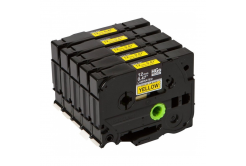 Brother HGE-631, 12mm x 8m, czarny druk / żółty podkład, taśma oryginalna
