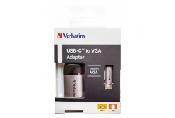 Verbatim 49145 USB C (3.1) hub 1-portowy, długość kabla 10cm, 1x VGA, szary