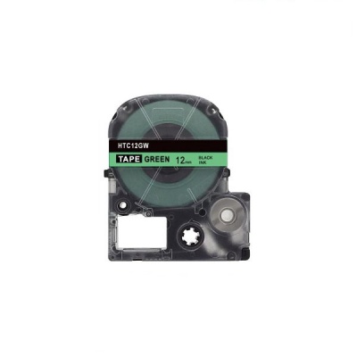 Epson HTC12GW, 12mm x 8m, czarny druk / zielony podkład, taśma zamiennik