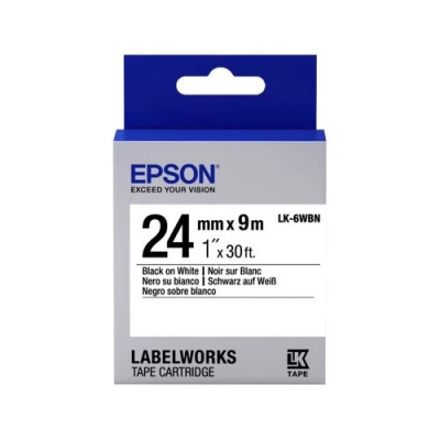 Epson LabelWorks LK-6WBN C53S656006 24mm x 9m, czarny druk / biały podkład, taśma oryginalna