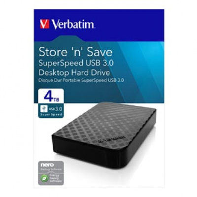 Verbatim externí pevný disk, Store N Save, 3.5", USB 3.0 (3.2 Gen 1), 4TB, 47685, černý