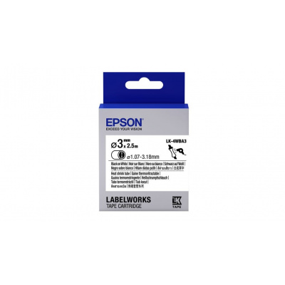 Epson LK-4WBA3 C53S654903 4mm x 3m, czarny druk / biały podkład, oryginalna rurka termokurczliwa