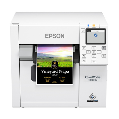 Epson ColorWorks C4000e (mk) C31CK03102MK, kolorowa drukarka etykiet, Matt Black Ink, cutter, ZPLII, USB, Ethernet
