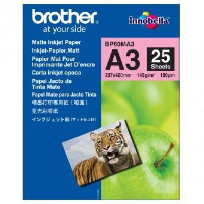 Brother BP60MA3 Photo matowy Paper, papier fotograficzny, matowy, biały, A3, 145 g/m2, 25 szt.