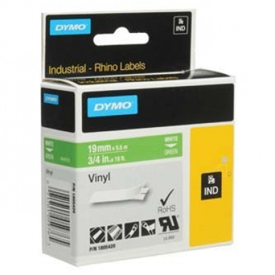 Dymo 1805420, 19mm x 5,5m, biały druk / zielony podkład, taśma oryginalna