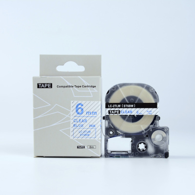 Epson LK-2TLN, ST6BW, 6mm x 9m, niebieski druk / przezroczysty podkład, taśma zamiennik