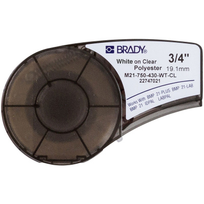 Brady M21-750-430-WT-CL / 139749, taśma poliestrowa, 19.05 mm x 6.40 m