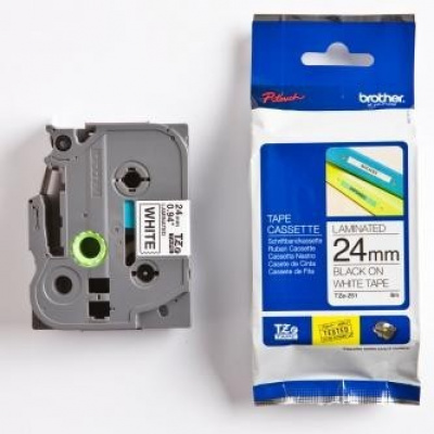 Brother TZ-251 / TZe-251, 24mm x 8m, czarny druk / biały podkład, taśma oryginalna