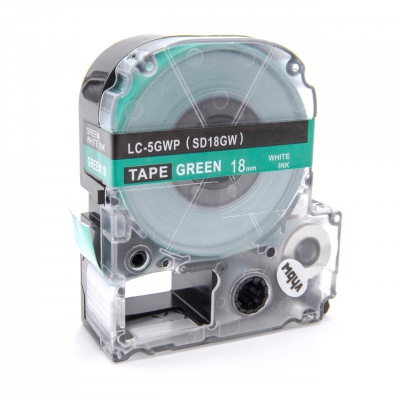Epson LK-SD18GW, 18mm x 9m, biały druk / zielony podkład, taśma zamiennik