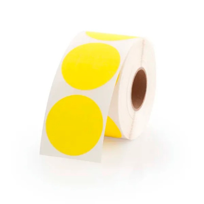 Samoprzylepne etykiety okrągła 35 mm, 1000 szt., żółte papier dla TTR, rolka
