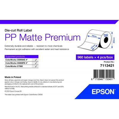 Epson, label roll, synthetic, 76x127mm
