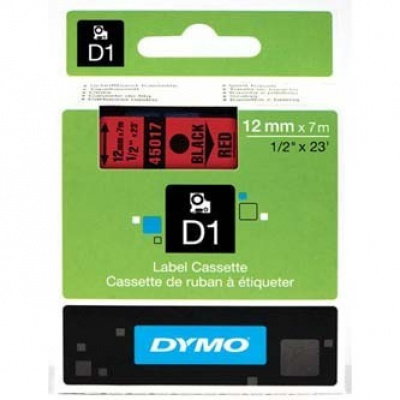 Dymo D1 45017, S0720570, 12mm x 7m, czarny druk / czerwony podkład, taśma oryginalna