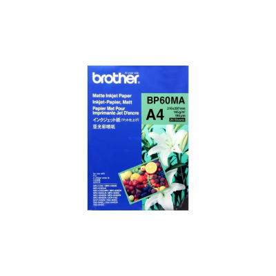 Brother Inkjet Paper Matte BP60MA, 145 g/m2, A4, 25szt., matowy, atramentowy, biały, papier fotograficzny