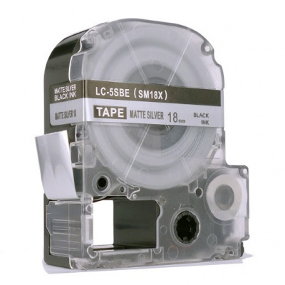 Epson LK-5SBM, SM18X, C53S672094, 18mm x 9m, czarny druk / matowy srebrny podkład, taśma zamiennik