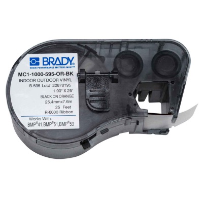 Brady MC1-1000-595-OR-BK / 131593, taśma samoprzylepna 25.40 mm x 7.62 m