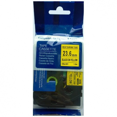 Taśma zamiennik Brother HSe-651 23,7mm x 1,5m, czarny druk / żółty podkład