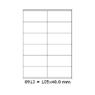 Samoprzylepne etykiety 105 x 48 mm, 12 etykiet, A4, 100 arkuszy