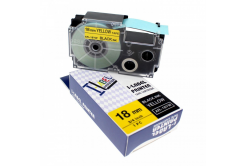 Taśma zamiennik Casio R11YW 18mm x 2,5m termokurczliwa, czarny druk / żółty podkład