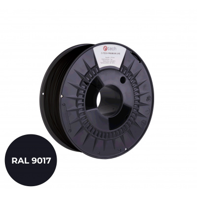 C-Tech 3DF-P-PLA1.75-9017 3D filament, PREMIUM LINE, PLA, RAL9017, 1,75mm, 1000g, Czarny sygnałowy (Traffic black)