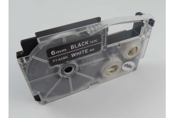 Taśma zamiennik Casio XR-6ABK, 6mm x 8m biały druk / biały podkład