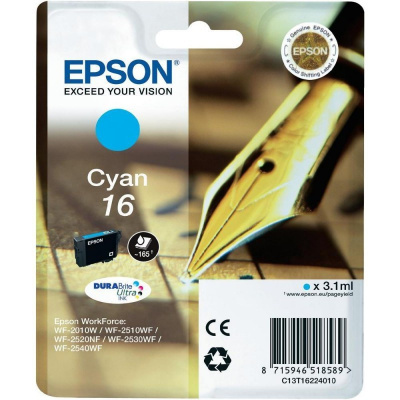 Epson T16224022, T162240 błękitny (cyan) tusz oryginalna