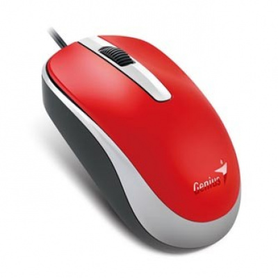 Genius Mysz DX-120 31010105109, 1200DPI, optyczna, 3tl., przewodowy USB, czerwony, standardowa, uniwersalna