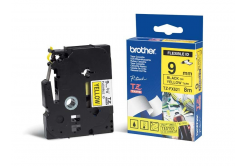 Brother TZ-FX621 / TZe-FX621, 9mm x 8m, czarny druk / żółty podkład, taśma oryginalna