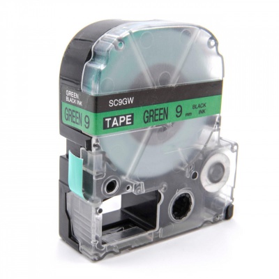 Epson LC-SC9GW, 9mm x 8m, czarny druk / zielony podkład, taśma zamiennik