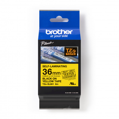 Brother TZ-SL661 / TZe-SL661 Pro Tape, 36mm x 8m, czarny druk / żółty podkład, taśma oryginalna