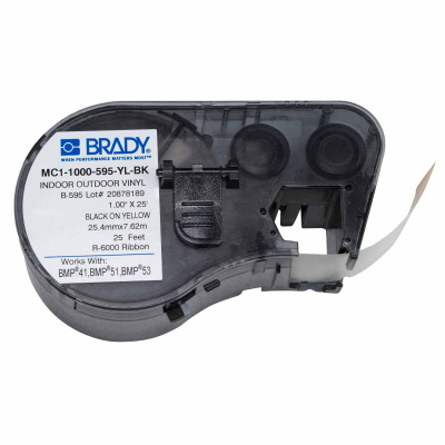 Brady MC1-1000-595-YL-BK / 131583, taśma samoprzylepna 25.40 mm x 7.62 m