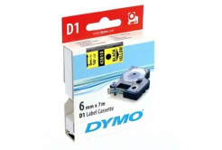 Dymo D1 43618, S0720790, 6 mm x 7m, czarny druk / żółty podkład, taśma oryginalna