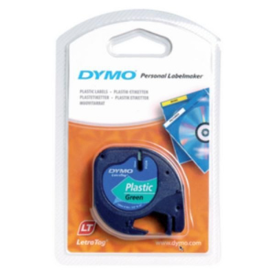 Dymo LetraTag 59425,S0721590 / 91204, S0721640, 12mm x 4 m, czarny druk / zielony podkład, taśma oryginalna