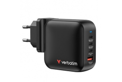 Verbatim GaN 32231, podróżna ładowarka sieciowa, USB 3.0, USB C, szary, 100 W, wymienne widelce C,G,A