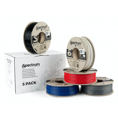Spectrum 80749 3D filament, ASA 275, 1,75mm, 5x250g, biały, czarny, srebrny, Niebieski, Czerwony (Mix Polar white, Deep black, Silver star, Navy Blue, Bloody red)