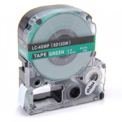 Epson LC-4GWV, SD12GW, 12mm x 8m, biały druk / zielony podkład, taśma zamiennik