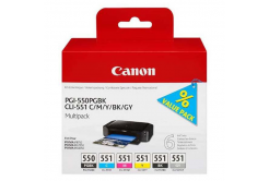 Canon tusz oryginalna PGI-550/CLI-551PGBK/C/M/Y/BK/GY Multipack, black/color, 6496B005, Canon PIXMA iP8750, MG7150, MG6350
