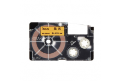 Casio XR-9FOE , 9mm x 8m, czarny druk / sygnał pomarańczowy podkład, taśma zamiennik