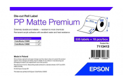 Epson 7113413 PP Matte, dla ColorWorks, 76x51mm, 535szt., polipropylen, biały etykiety samoprzylepne