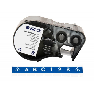 Brady M4C-500-595-BL-WT / 170813, 12.70 mm x 7.62 m, Winyl, biały druk / niebieski podkład