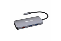 VERBATIM Hub USB-C Pro Multiport 9 Port, 3x USB 3.2, 2x USB-C, HDMI, RJ45, microSD/SD, szary