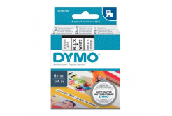 Dymo D1 43613, S0720780, 6mm x 7m czarny druk / biały podkład, taśma oryginalna
