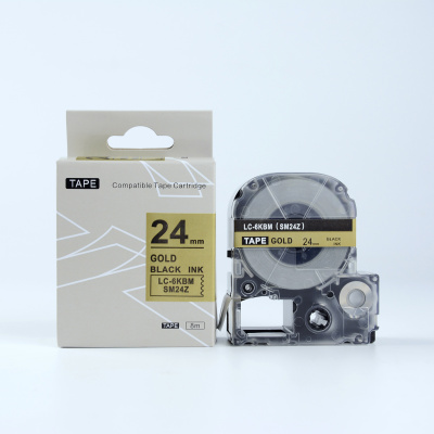 Epson LK-6KBM, SM24ZW, 24mm x 9m, czarny druk / złoty podkład, taśma zamiennik