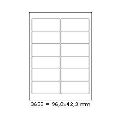 Samoprzylepne etykiety 96 x 42,3 mm, 12 etykiet, A4, 100 arkuszy