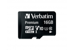 Karta MicroSDHC VERBATIM 16GB Premium, U1 + adapter SD