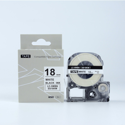 Epson LK-5WBN, SS18KW, C53S655006, 18mm x 9m, czarny druk / biały podkład, taśma zamiennik