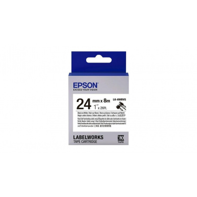Epson LabelWorks LK-6WBVS C53S656022 24mm x 8m, czarny druk / biały podkład, samolaminujący, taśma oryginalna