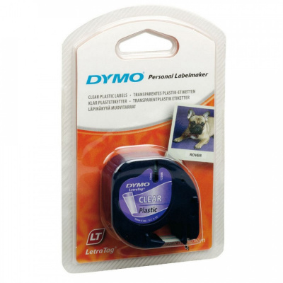 Dymo LetraTag 12267, S0721530, 12mm x 4m, czarny druk / przezroczysty podkład, taśma oryginalna