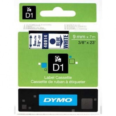 Dymo D1 40914, S0720690, 9mm x 7m, niebieski druk / biały podkład, taśma oryginalna