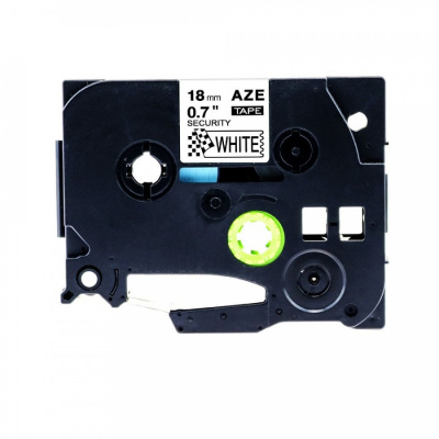 Taśma zamiennik Brother TZ-SE4 / TZe-SE4, 18mm x 8m bezpieczeństwo, czarny druk / biały podkład