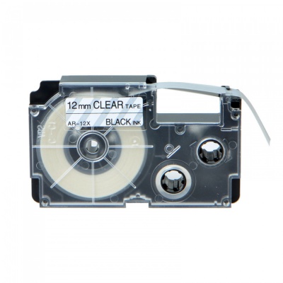 Taśma zamiennik Casio XR-12X1, 12mm x 8m czarny druk / przezroczysty podkład